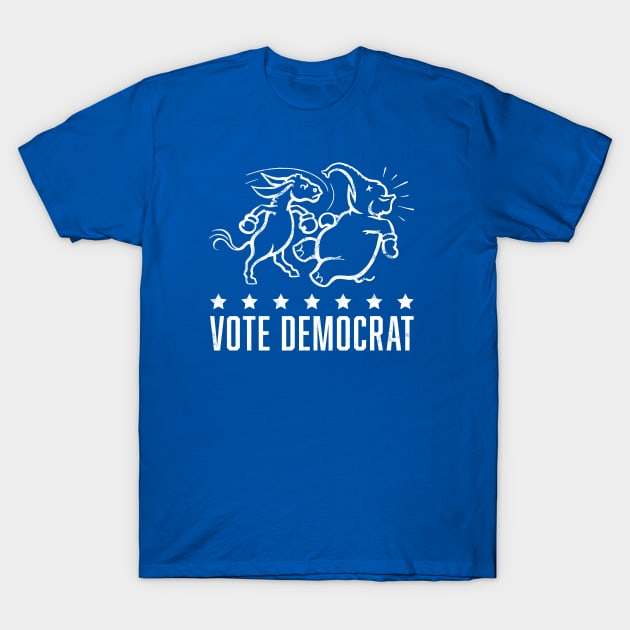 Vintage 1950's Vote Democrat Boxing Donkey (White) T-Shirt by From The Trail